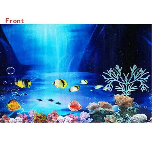 Mur de fond paysage marin poster de décoration double face pour aquarium-1-Petmonde