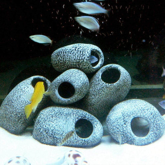 Ornement accessoire aquarium grotte en céramique pour poissons cichlides crevettes-1-Petmonde