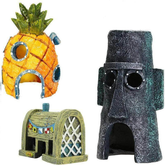 Ornement maison Bob l'éponge maisons du dessein animé décoration d'aquarium-1-Petmonde