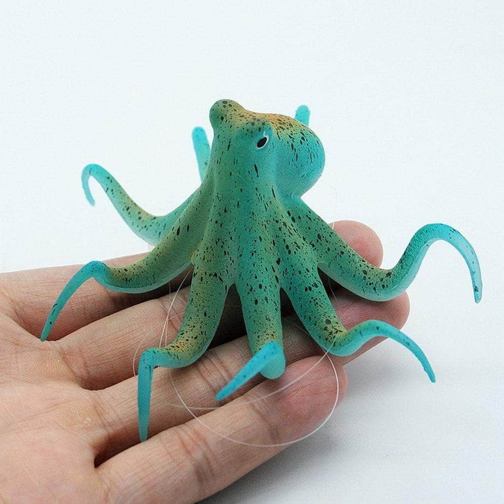 Pieuvre fluorescente poulpe en silicone avec ventouses décoration d'aquarium-1-Petmonde