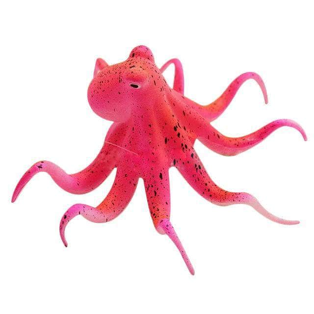 Pieuvre fluorescente poulpe en silicone avec ventouses décoration d'aquarium-4-Petmonde