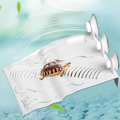 Plate-forme suspendu terrasse de grande taille avec mangeoire pour tortue d'eau-5-Petmonde