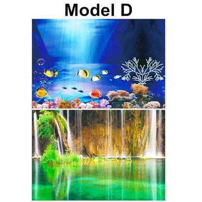Poster en PVC mur de fond d'aquarium arrière-plan double face décoration d'aquarium-8-Petmonde