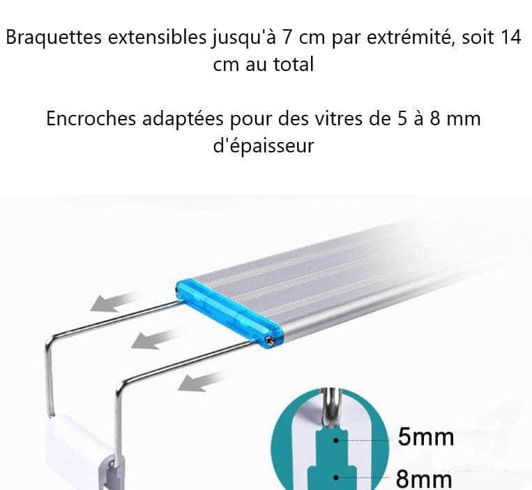 Rampe à LED extensible éclairage pour aquarium avec braquettes extensibles 18-72 cm-3-Petmonde