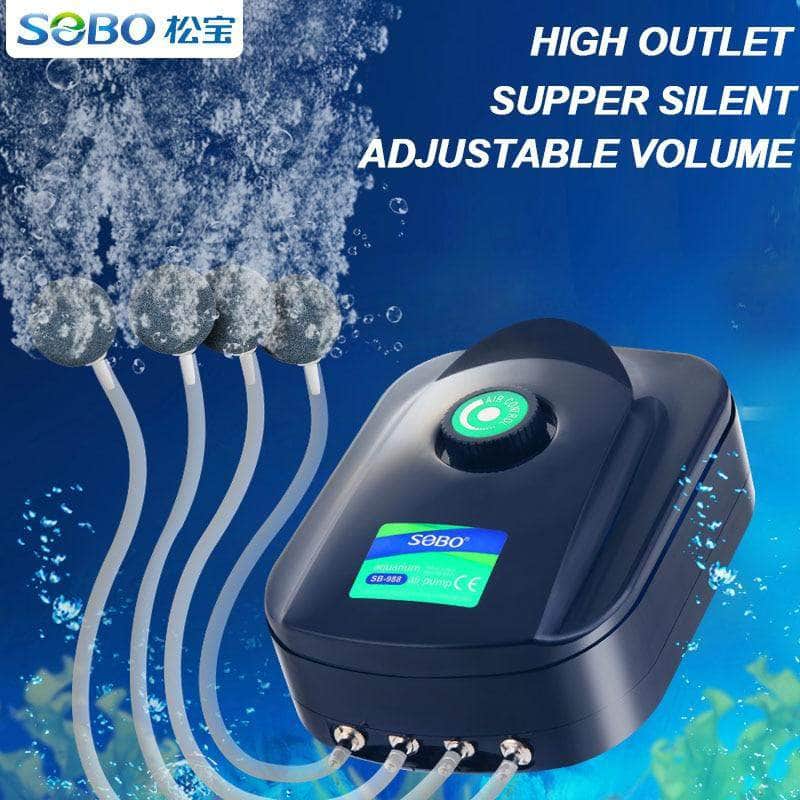 SOBO Pompe à oxygène haut débit ajustable pour aération aquarium ou étang  8W/12W sorties multiples