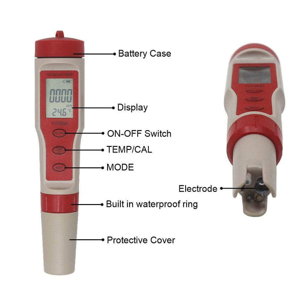 Testeur d'eau professionnel 4 en 1 PH TDS EC mètre thermomètre