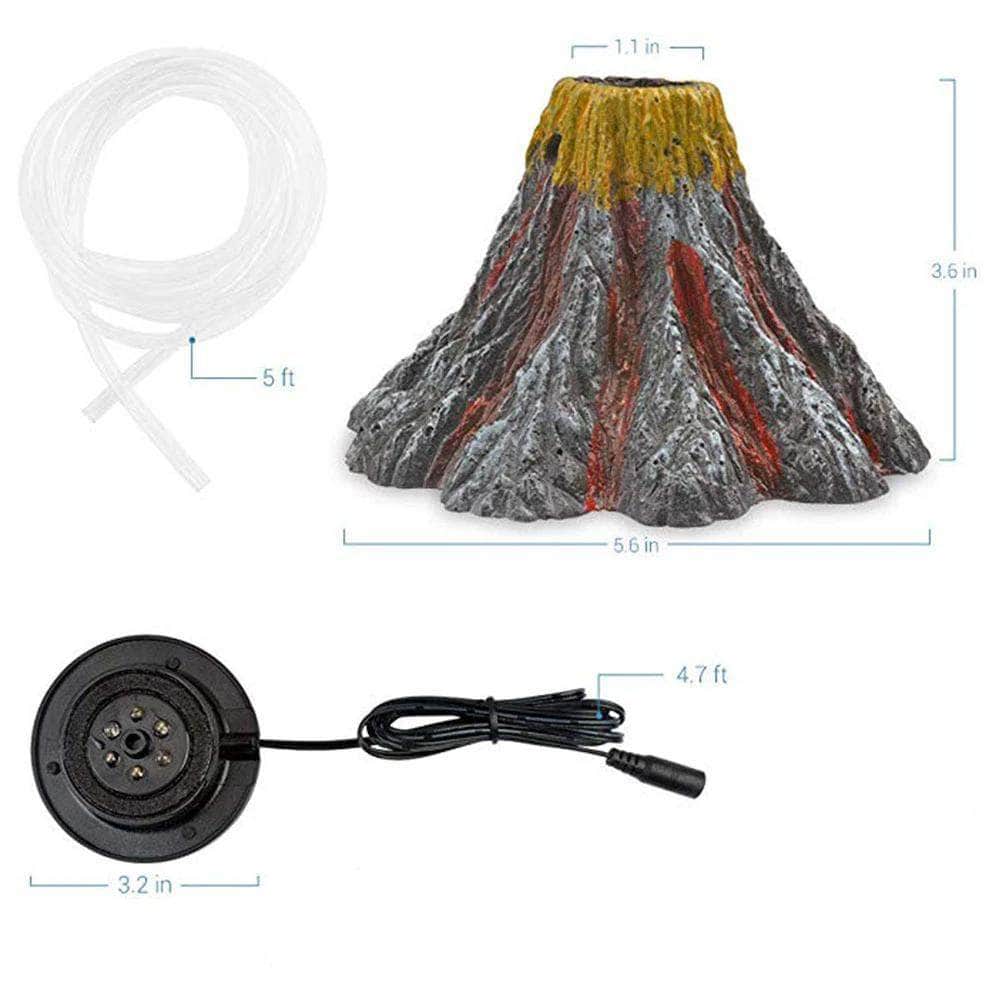 Volcan en résine avec pierre à oxygène bulleur à LED décoration pour aquarium-2-Petmonde
